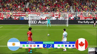 Argentina vs Canada  Penalty Shootout  SemiFinal Copa America 2024  Messi v Davies  PES Gameplay [upl. by Leinod]