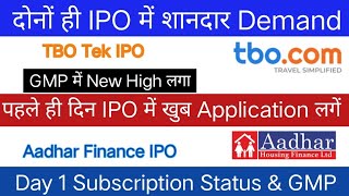 TBO Tek IPO  TBO Tek IPO GMP  Aadhar Housing Finance IPO  Day 1 Subscription Status amp GMP [upl. by Eiuqram]