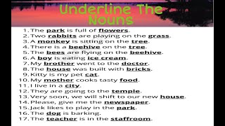 Underline The Nouns In The Following Sentences With Answers [upl. by Bunting]