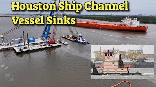 Houston Ship Channel MISS PEGGY Towboat sinks after ship collison [upl. by Sherri]