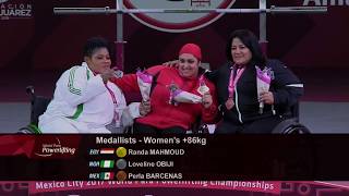 Womens Over 86kg  Victory Ceremony  Mexico City 2017 World Para Powerlifting Championships [upl. by Thamora866]