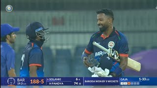 Baroda vs Gujarat  Hardik Pand yas 74 vs Gujarat [upl. by Lesig]