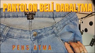 Pantolon beli daraltmanın en kolay yolu  Pantolon kemeri nasıl daraltılır 💯 Pantolona pens atma [upl. by Bollay]