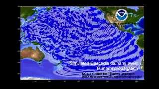 Simulated Cascadia tsunami Global propagation [upl. by Reiniar]