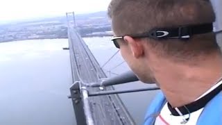 Red Bull Stratos Felix Baumgartner in Scotlands 1st Ever Base Jump off Forth Road Bridge Edinburgh [upl. by Willa]