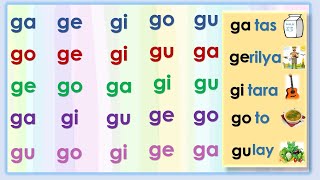 Ga Ge Ge Gi Gu  Pagsasanay sa pagbasa ng pantig  Abakada  Filipino Kinder  Grade1 [upl. by Rosena301]