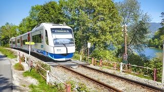 Bayerische Oberlandbahn BOB fährt am Schliersee entlang [upl. by Ynehpets140]