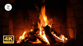 Crackling Fireplace w Thunder Rain amp Howling Wind Sounds  10 Hours 4K [upl. by Mazlack276]