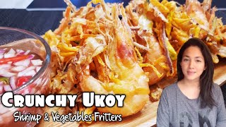 How to make Beer Battered Crunchy Ukoy Shrimp and Vegetables Fritters Recipe  OKOY SHRIMP FRITTERS [upl. by Ajnot]