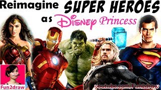 NEW ART CHALLENGE Reimagine SUPER HERO as DISNEY PRINCESS  Draw Color by Mei Yu [upl. by Hall]