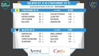 1st XI Rd 4 Balwyn v Strathmore [upl. by Mikey]