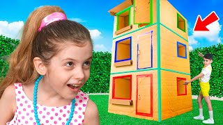 Eva and Giant Cardboard Hotel for kids [upl. by Naujek]