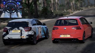 MercedesBenz A45 AMG 2013 vs Volkswagen Golf R 2014  Forza Horizon 5  Logitech G29 Gameplay [upl. by Sharp]