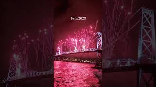 Cascata de Fogos na Ponte Hercílio Luz em Florianópolis  Reveillon 2023 [upl. by Aihsitan]