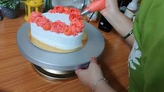 how to decorate anniversary cake design heart shape cake design [upl. by Isabea994]