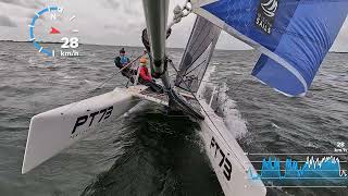 Nacra 20  WSW 1120 knots  downwind spinnaker  37 kmh [upl. by Reivax]