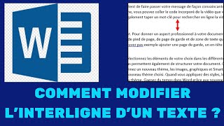 COMMENT MODIFIER LINTERLIGNE DUN TEXTE SUR WORD [upl. by Sivel142]