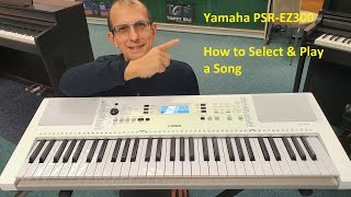 Yamaha PSREZ300 Keyboard  How to Select amp Play back a Song  Rimmers Music [upl. by Nuhsed271]