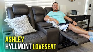 Amazing Powered Loveseat with Tons of Storage  Ashley Hyllmont Review [upl. by Eineeuq444]