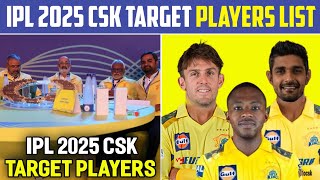 IPL 2025 Auction CSK Target Player List 🔥 IPL Auction latest Update [upl. by Ellekram]