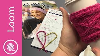 Loom Knit Ribbon Mug Cozy  How to Work Twists and Cables [upl. by Mitinger465]