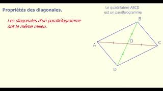 Propriétés des diagonales dun parallélogramme [upl. by Argella]