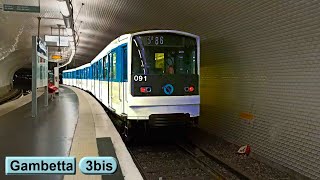 Gambetta  Line 3 bis  Paris métro  RATP MF67 [upl. by Yamauchi]