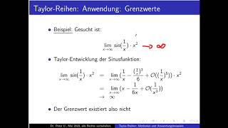 TaylorReihen Teil 18 Anwendungen Grenzwertberechnung [upl. by Ylehsa]