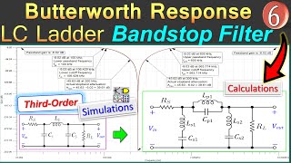 LC Ladder Bandstop Filter Design  Butterworth Response  3rd Order  Example 6 [upl. by Elleiram275]