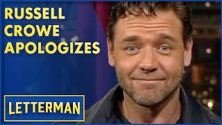 Russell Crowe Apologizes For His Phone Incident  David Letterman [upl. by Atinit]