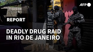 At least 25 killed in police drug raid in Rio favela  AFP [upl. by Skipton520]