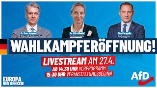 Live Wahlkampfauftakt mit Alice Weidel Tino Chrupalla Harald Vilimsky und Marc Jongen [upl. by Mera382]