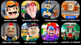 BRUNOS CAMPMR GRUMPY MOTELPRISON BORRYBARRY’S PRISON RUNSIREN COP’S PRISONEPIC SCHOOLROBLOX [upl. by Orfurd]