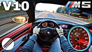 700HP BMW M5 E60 V10 BIKOMPRESSOR TOP SPEED DRIVE ON GERMAN AUTOBAHN 🏎 [upl. by Henriha]