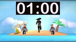 1 Minute Timer with Music for Kids Countdown Timer 1 Minute with Alarm for Children Pirates Class [upl. by Sherie]