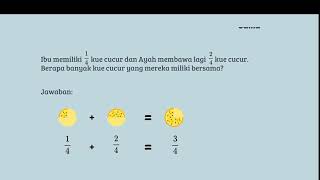 Penyelesaian Soal Tentang Penjumlahan Pecahan dengan Penyebut yang Sama dan Berbeda [upl. by Evvy57]