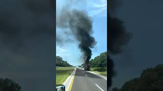 Car carrier on fire I70 east of St Louis [upl. by Neona]