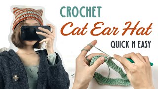 Cat Ear Beanie Sack Hat Crochet Indepth Tutorial for Beginners  Quick amp Easy Project [upl. by Arrad469]