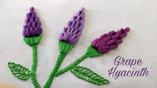 Grape HyacinthCluster Stitch Hand Embroidery Work [upl. by Dickey109]