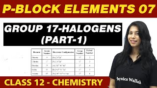 pBlock Elements 07  Group 17  Halogens Part1  Class 12 NCERT [upl. by Nimaynib]