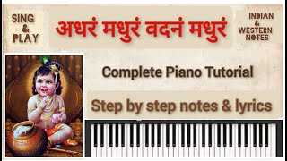 Adharam Madhuram  Madhurashtakam  Shreya Ghoshal  Piano  keyboard Tutorial with notes [upl. by Paulo]