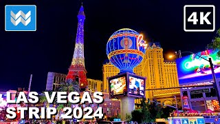 4K Las Vegas Strip at Night 2024 FULL Walking Tour Vlog amp Travel Guide  Treadmill Workout [upl. by Decca928]