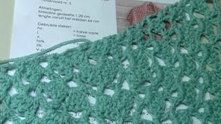 Haken  tutorial 174 leer patroon lezen met de zomerse omslagdoek [upl. by Asilehc204]