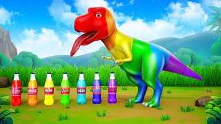 Rainbow Dinosaurs Transformation Color Changing Funny Trex  Funny Dinosaurs Comedy Cartoons [upl. by Elleirua281]