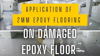 Epoxy Flooring Makeover Restoring a Damaged Epoxy Floor by Applying 2mm Epoxy [upl. by Aihsenat]