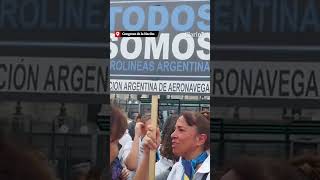 Privatización de Aerolíneas Argentinas los sindicatos aeronáuticos marchan al Congreso [upl. by Abrams]