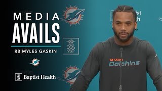 Myles Gaskin meets with the media  Miami Dolphins [upl. by Anirok]