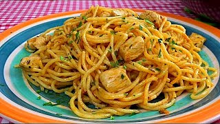 Cocina una deliciosa pasta en 10 minutosreceta fácil espaguetis con polloA mi manera [upl. by Horgan]