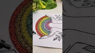 Draw an easy mandala with me 😍🌈✨✨ art shorts drawing pastel colors [upl. by Eckblad]