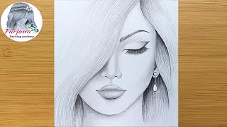 How to draw a girl step by step  Pencil Sketch drawing [upl. by Tteltrab]